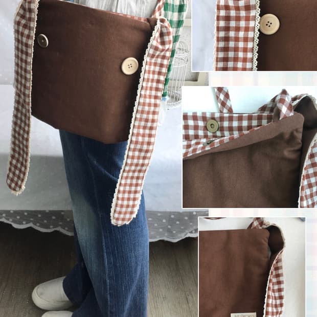 [HANDMADE] 핸드메이드 브라운 체크 토끼 크로스백 모리걸