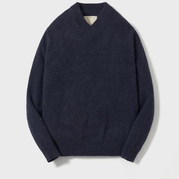 포터리 알파카 브이넥 니트 네이비 3사이즈