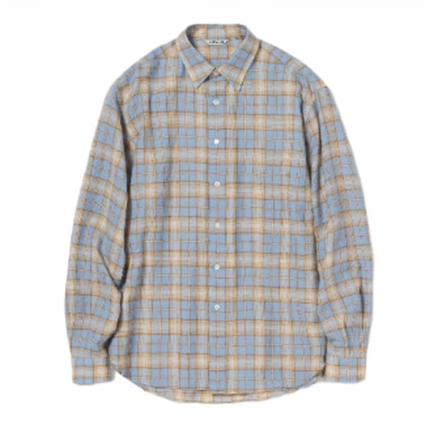 [4] 오라리 에어리 울 체크 셔츠 라이트 블루 베이지