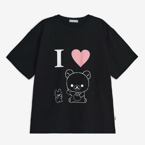 허그유어스킨 아이 러브 코리락쿠마티 반팔 티셔츠 블랙