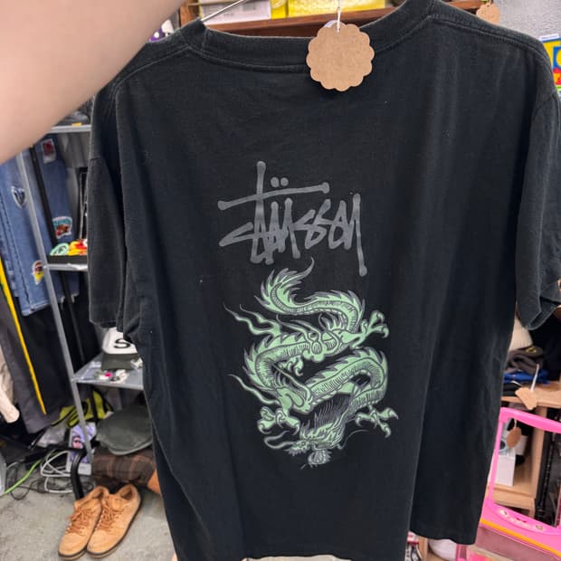 90s 00s old stussy 스투시 반팔 드래곤 