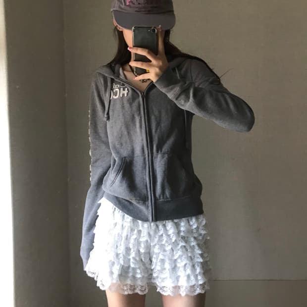 홀리스터 그레이 슬림핏 후드집업