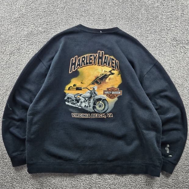 할리데이비슨 버지니아 비치 맨투맨 스웻 셔츠 ( XL추정 )/ 10957