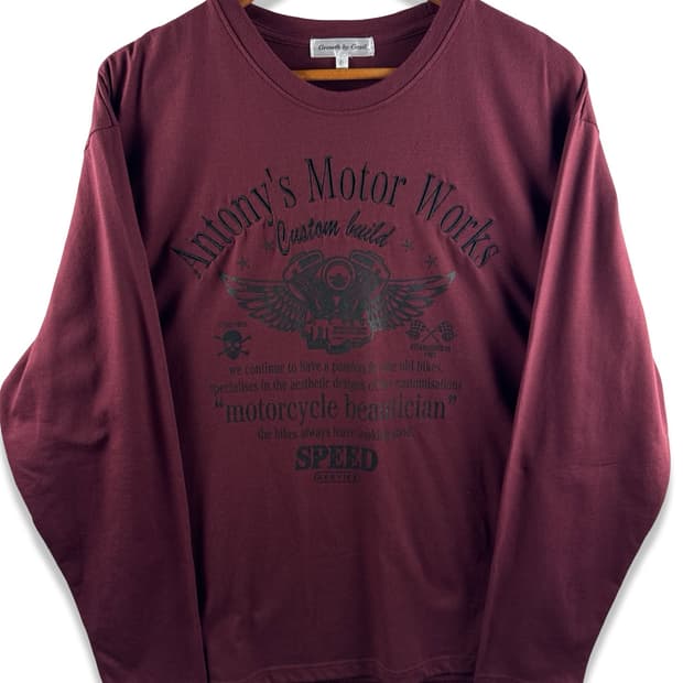 JPN Y2K 버건디 자수 롱슬리브2868