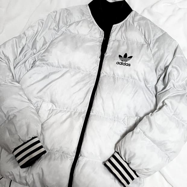 (95) 아디다스 파이어버드 리버서블 양면 패딩 점퍼 화이트 블랙 흰검