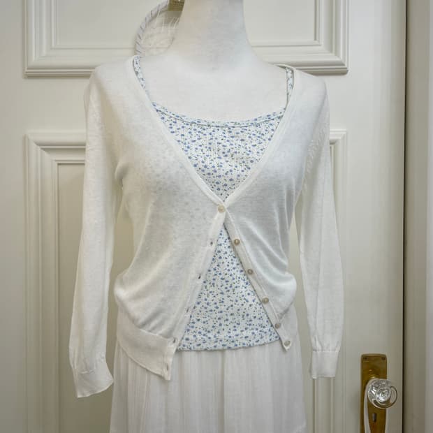 white blue flower pure top set