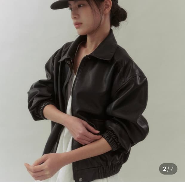 UNUM 언유즈얼마켓 워싱 레더 블루종 자켓 