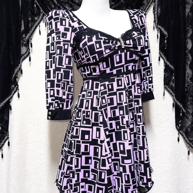 세실맥비 히메갸루 오네 아게하 큐빅 패턴 원피스 핀터 헤이세이 시부야