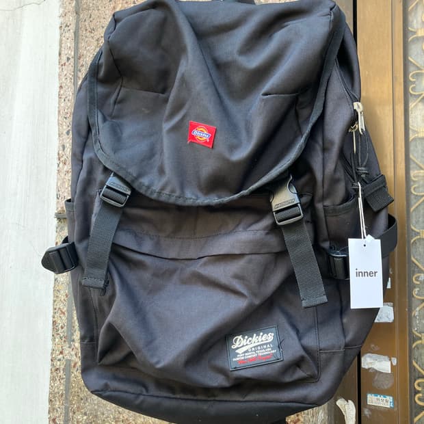 Dickies 블랙 워크웨어 플랩 버클 백팩