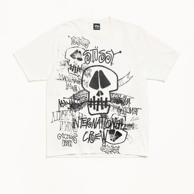 스투시 스컬 피그먼트 다이드 티셔츠 S사이즈 내츄럴 