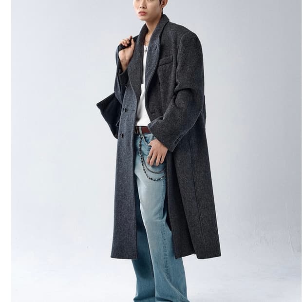 알렌느 알파카 더블 브레스티드 코트 차콜(2)
