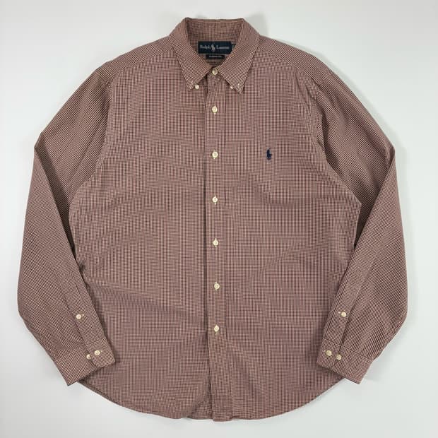 Polo  폴로 랄프로렌 90,s 자수 코튼 체크셔츠 