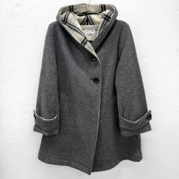 perle peche 후드 울 코트