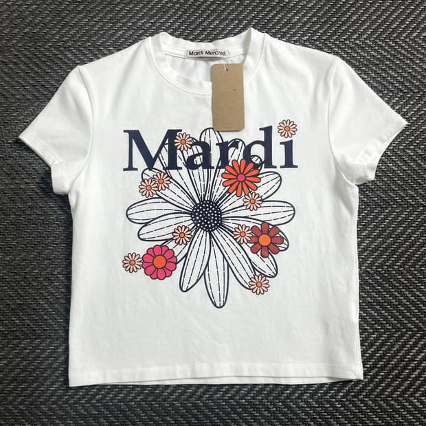 마르디 메크르디 플로럴 로고 크롭 반팔 티셔츠o 4657