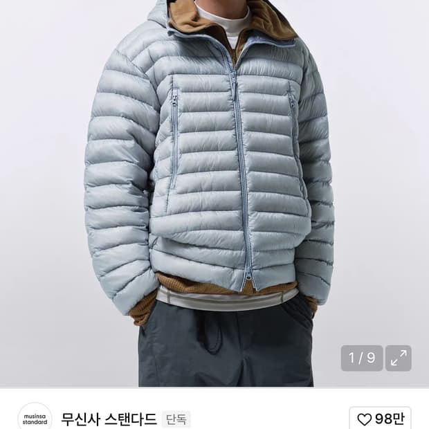 무신사 스탠다드 시티레저 시어 립스탑 후디드 라이트 다운 재킷