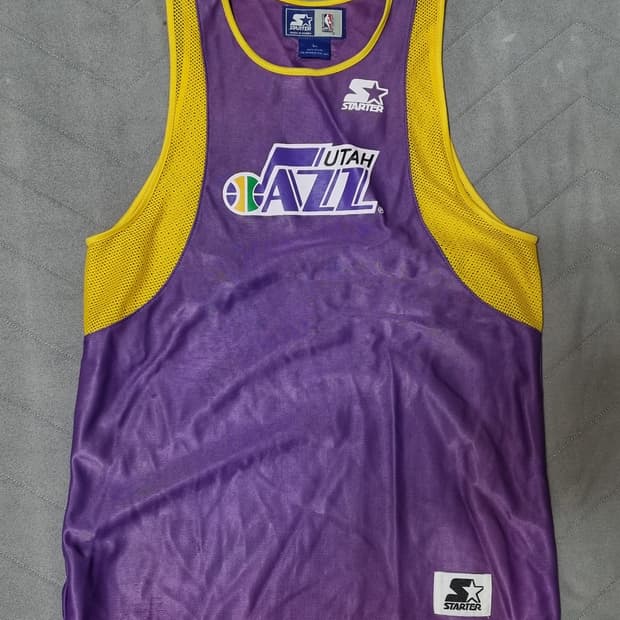 90s 스타터 NBA 유타 재즈 빈티지 져지 나시 L