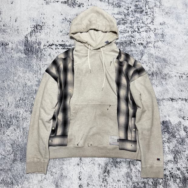 미하라야스히로 디스트로이드 체크 레이어드 후드 48