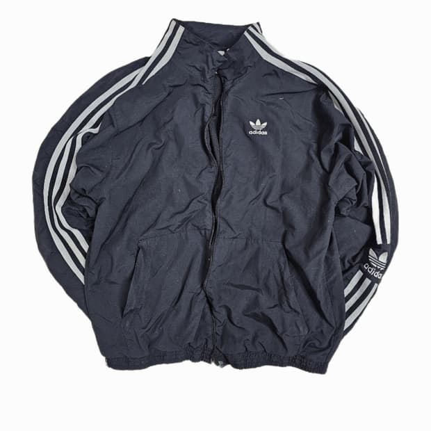 [M] 아디다스 블랙 시그니처 3-스트라이프 트랙탑 (저지 자켓)