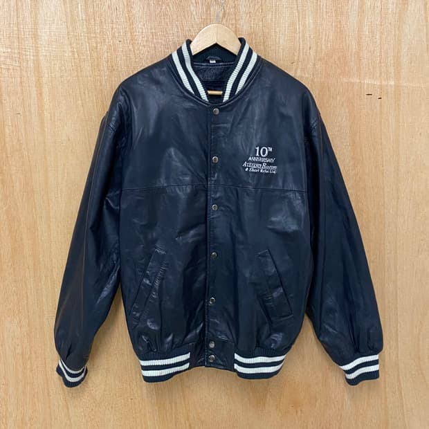 90~00s VTG leather varsity jacket 레더 바시티