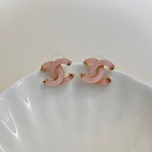 샤넬 호마이카 CC로고 핑크 귀걸이 업사이클링