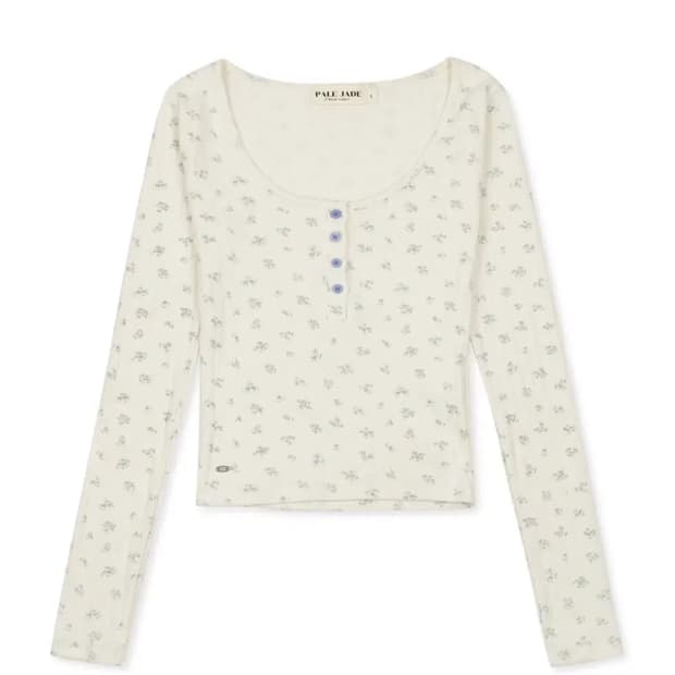 페일제이드 플라워버튼티 크림아이보리 1