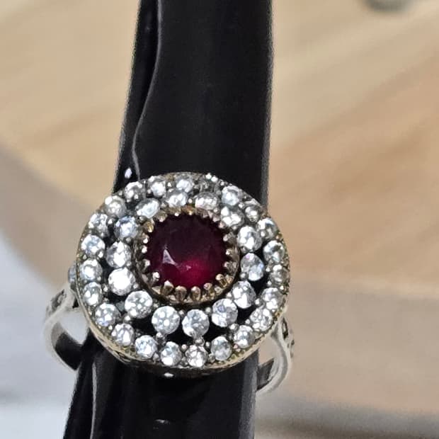 중동 빈티지 루비 헤일로 반지 / Oman 중동 빈티지