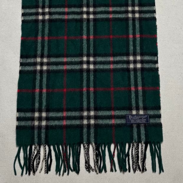 OS 버버리 그린 노바체크 캐시미어 머플러