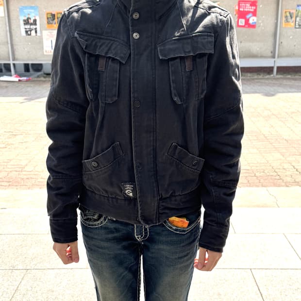 지스타 로우 빈티지 차콜 자켓