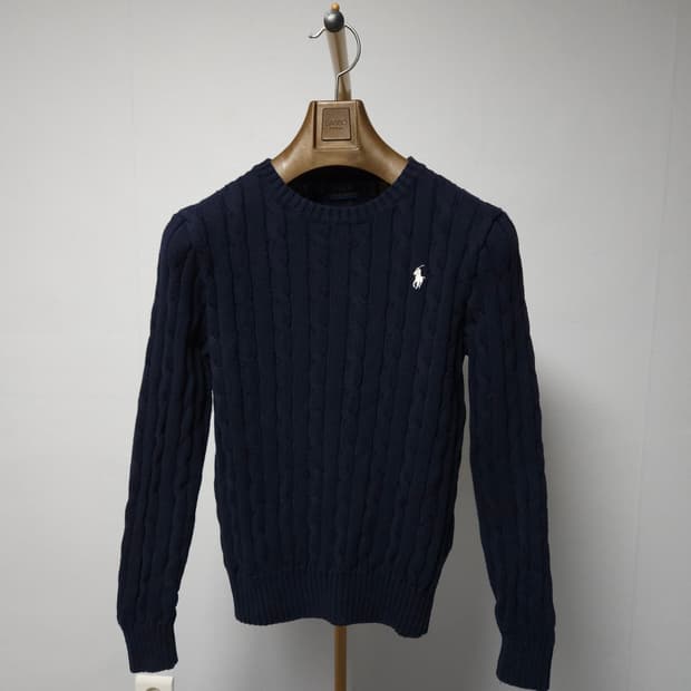 S ) 폴로 랄프로렌 여성 네이비 꽈배기 니트