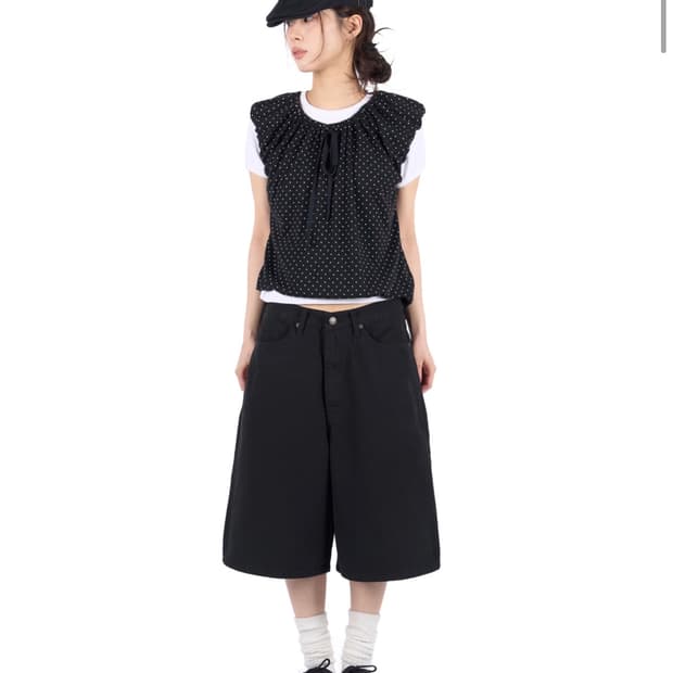 릿킴 도트 셔링 반팔