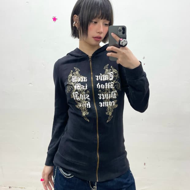 Seahorse Glossy Black Long Hooded Zip