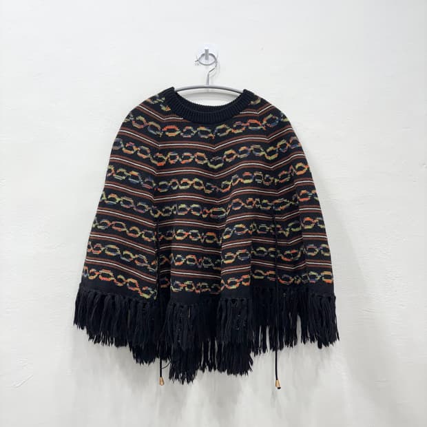 빈티지 패턴 니트 케이프