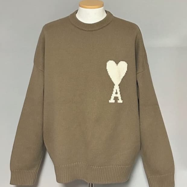 [정품]아미(AMI) 빅 하트 로고 자수 후드 블랙 XL 