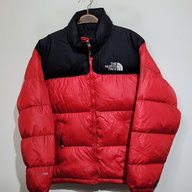 (100) 노스페이스 눕시패딩 점퍼 검빨 거위털 700 구스다운 자켓 