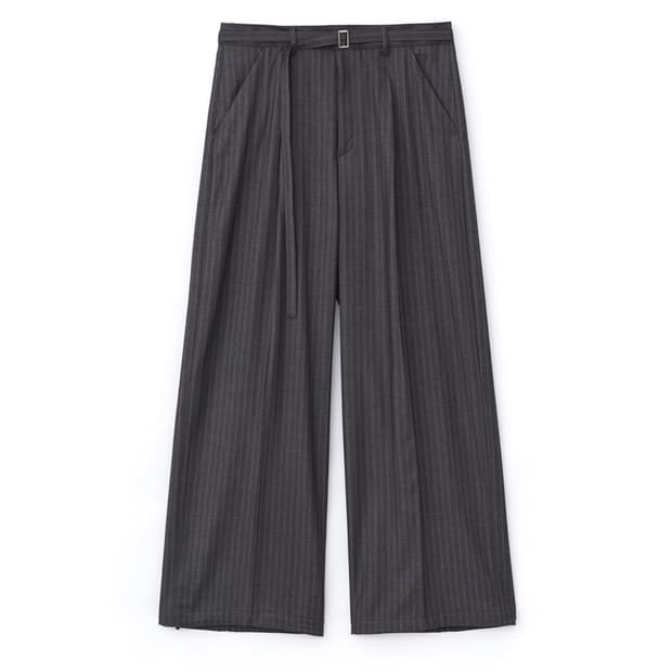 DNSR 벨티드 스트라이프 슬랙스 차콜 L
