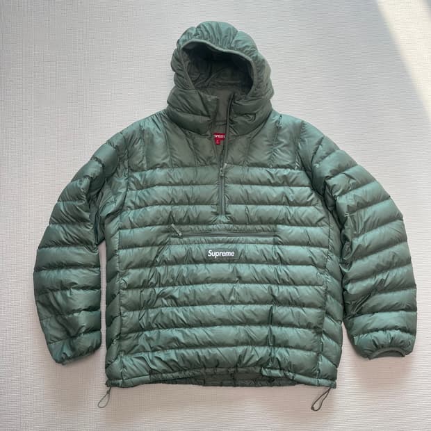 슈프림 마이크로 다운 하프집 올리브