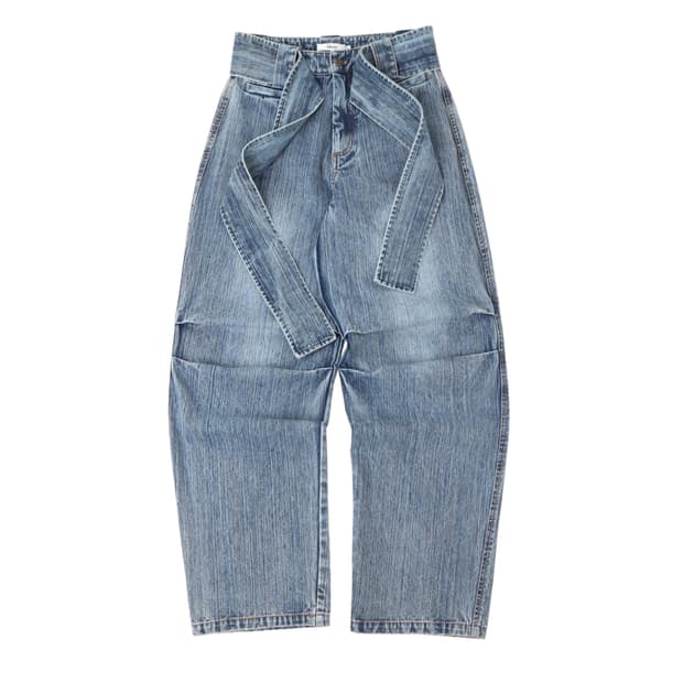 24ans 벨티드 플레어 데님팬츠