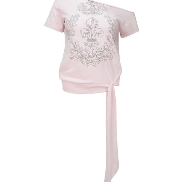 스컬프터 Tie Tee Pale Pink 원오프숄더 반팔 티셔츠