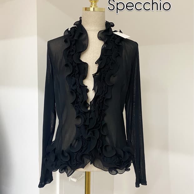 Specchio 블랙 시스루 가디건