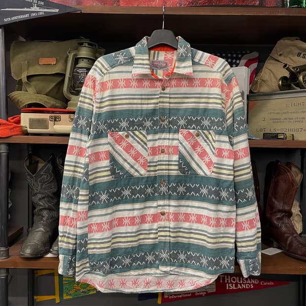 90s 안드레 레오 빈티지 에스닉 패턴 포켓 셔츠