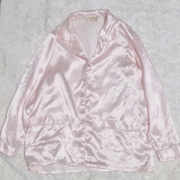 빅토리아 시크릿 핑크 새틴 잠옷 파자마 L