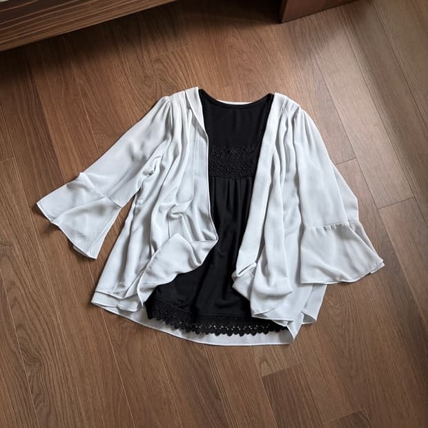 chiffon flare open cardigan