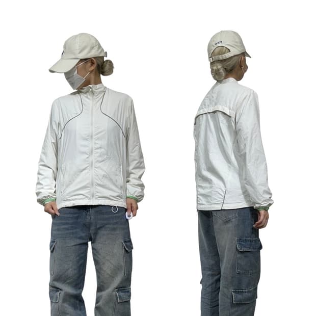 나이키 화이트 바람막이 트랙 자켓 L