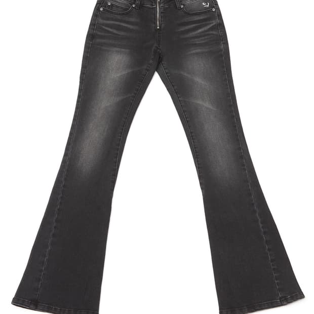 스키즘인듀싱CROSS BACK FLARE JEANS BLACK (S/S)