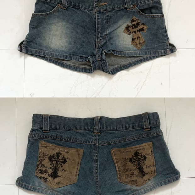 • hurtremake denim cross patch short 
