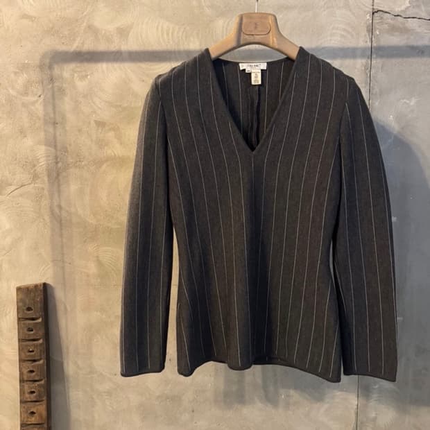 celine 셀린 울 블라우스 차콜 스트라이프