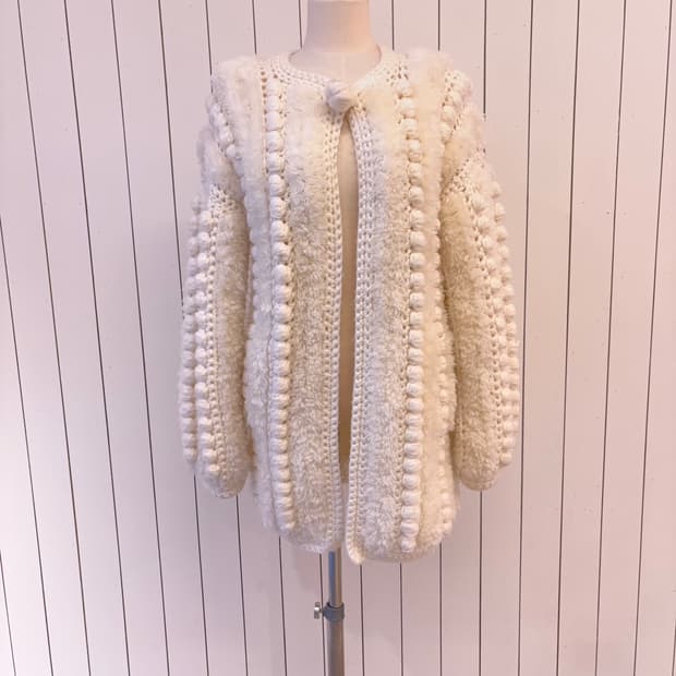 핸드메이드 빈티지 팝콘 니트가디건