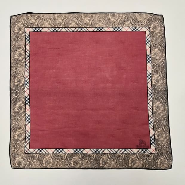 버버리 노바체크 버건디 쁘띠 스카프 손수건 머플러 