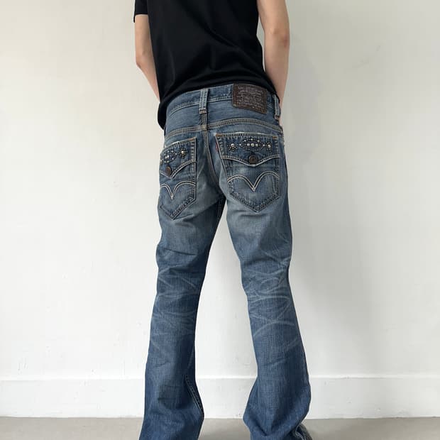 리바이스 507 젬스톤 워싱 블루 플레어진