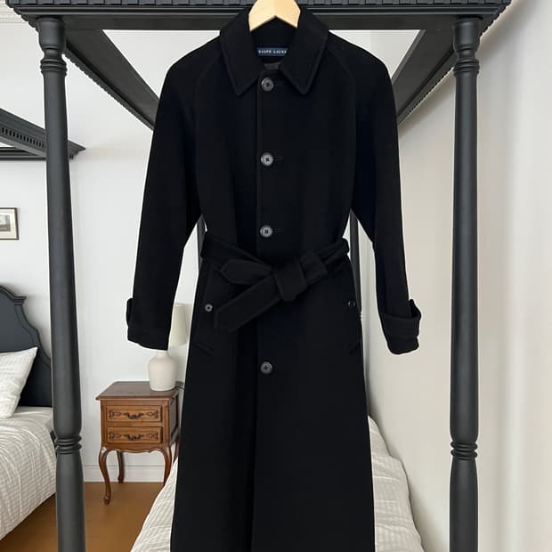 랄프로렌 블랙 캐시미어 블렌드 발마칸 코트